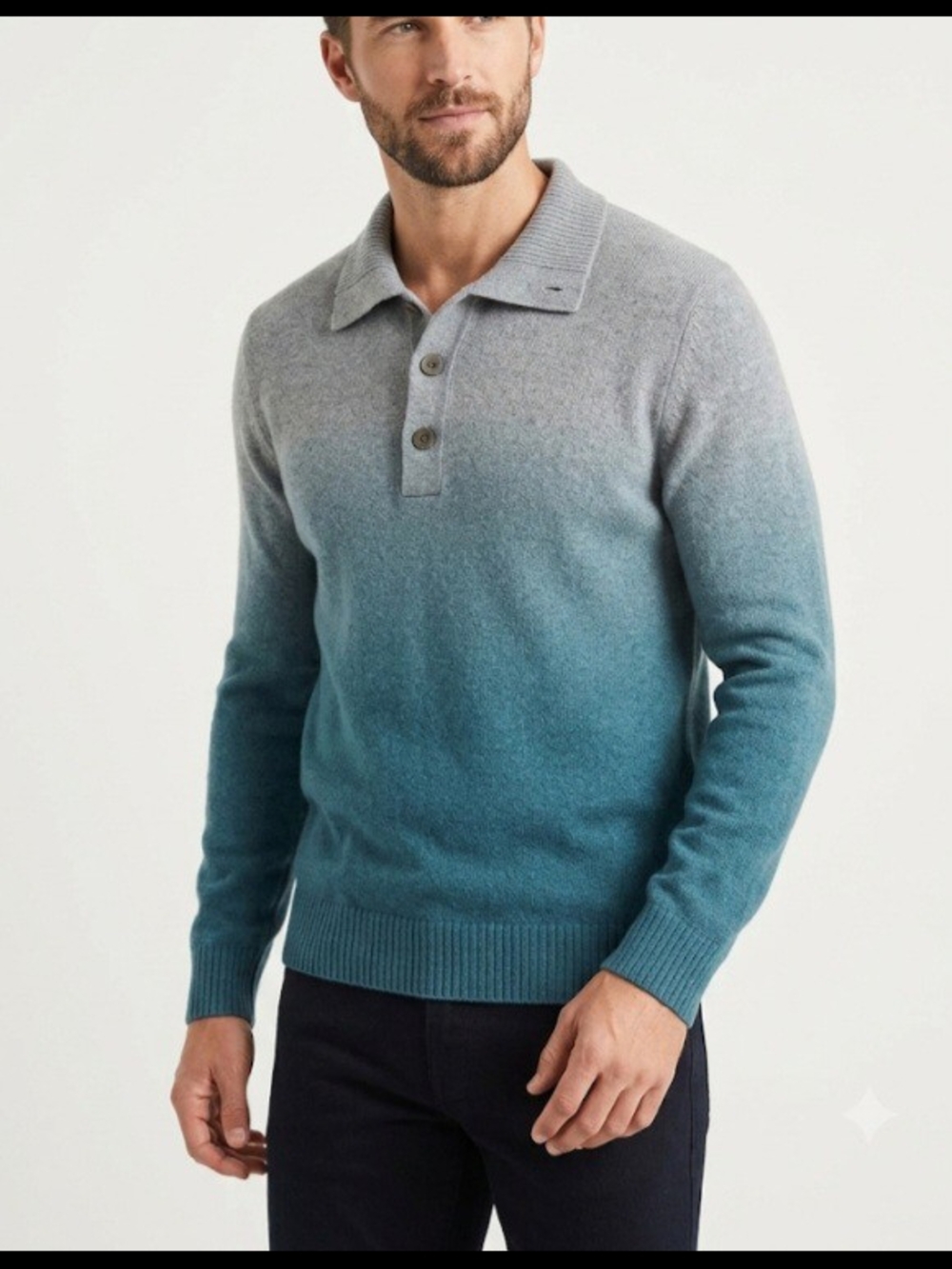 Tommy Bahama Men's Ombré Dip-Dye Long Sleeve Sweater Polo - Size M